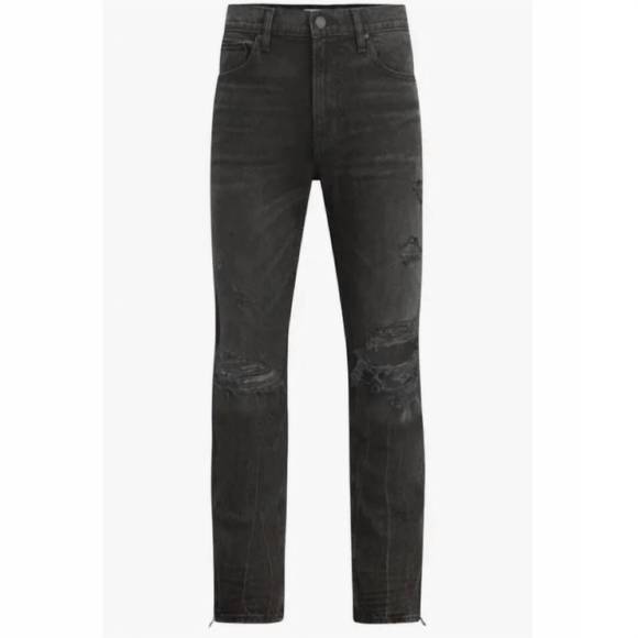 NEW HUDSON men's walker ripped kicked flare bootcut jeans in destructed black - Picture 1 of 2